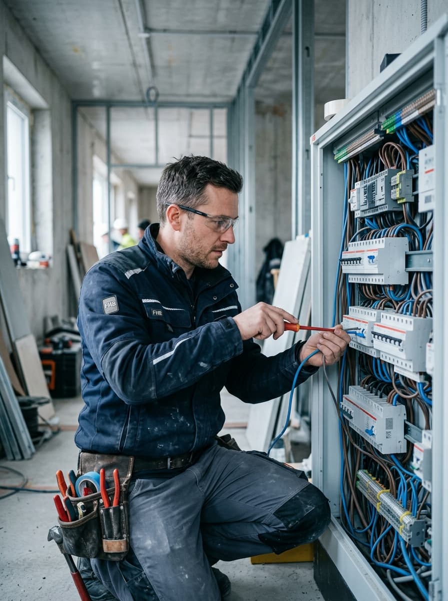 Elektriker bei der Arbeit an einer Installation